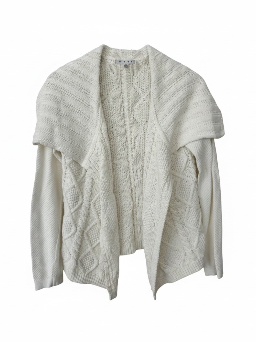 CAbi Style 193 Cable Knit Shawl Collar Open Cardigan Size Medium